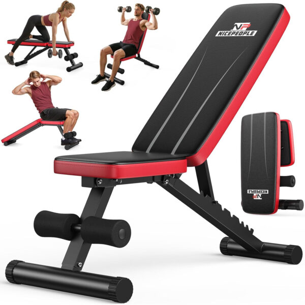 689bef80ddb1c632e750953a6a80731210020f93fecdf822e7cef.jpg NICEPEOPLE Basic Weight Bench for Home Gym, Foldable Workout Bench with 8 Backrests, 660LBS Weight Capacity Adjustable Bench