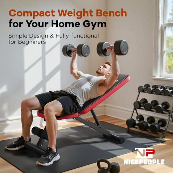 689bef82628ecf291c1e00298ad19c8860b21276c013ea2aa6af0.jpg NICEPEOPLE Basic Weight Bench for Home Gym, Foldable Workout Bench with 8 Backrests, 660LBS Weight Capacity Adjustable Bench