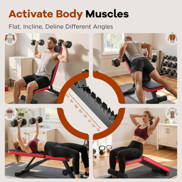 689bef83c75b77adcc1b99ba189a256a8f2947747aa9918a6b73f.jpg NICEPEOPLE Basic Weight Bench for Home Gym, Foldable Workout Bench with 8 Backrests, 660LBS Weight Capacity Adjustable Bench