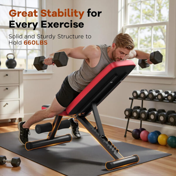 689bef855d34cc55e11f7cc46dd2e38bee8472dfb9fc53059f02c.jpg NICEPEOPLE Basic Weight Bench for Home Gym, Foldable Workout Bench with 8 Backrests, 660LBS Weight Capacity Adjustable Bench