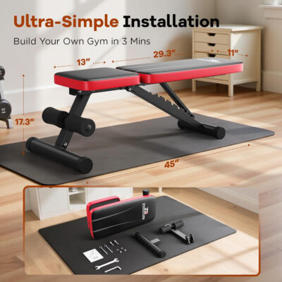 689bef8a19c8a9084c704032e907fbf793a3431c2e450c237d65a.jpg NICEPEOPLE Basic Weight Bench for Home Gym, Foldable Workout Bench with 8 Backrests, 660LBS Weight Capacity Adjustable Bench