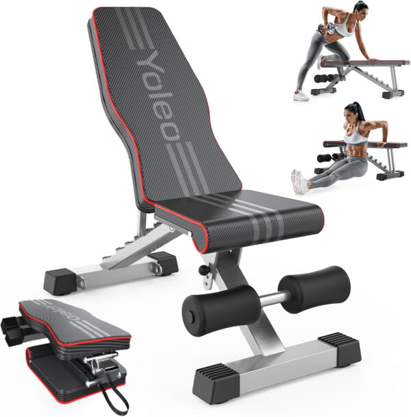 689befab078998405e9255126873db9b8ba22acd799700ad98e04.jpg Yoleo Adjustable Weight Bench for Full Body Workout Foldable Bench Press Bench of Home Gym Strength Training Incline Decline Flat Utility Workout Bench with Quick Folding& Fast Adjustment (Black)