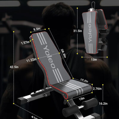 689befb2e786a90041dd3f13e92feab5f08e8f6e16a48fd298afe.jpg Yoleo Adjustable Weight Bench for Full Body Workout Foldable Bench Press Bench of Home Gym Strength Training Incline Decline Flat Utility Workout Bench with Quick Folding& Fast Adjustment (Black)