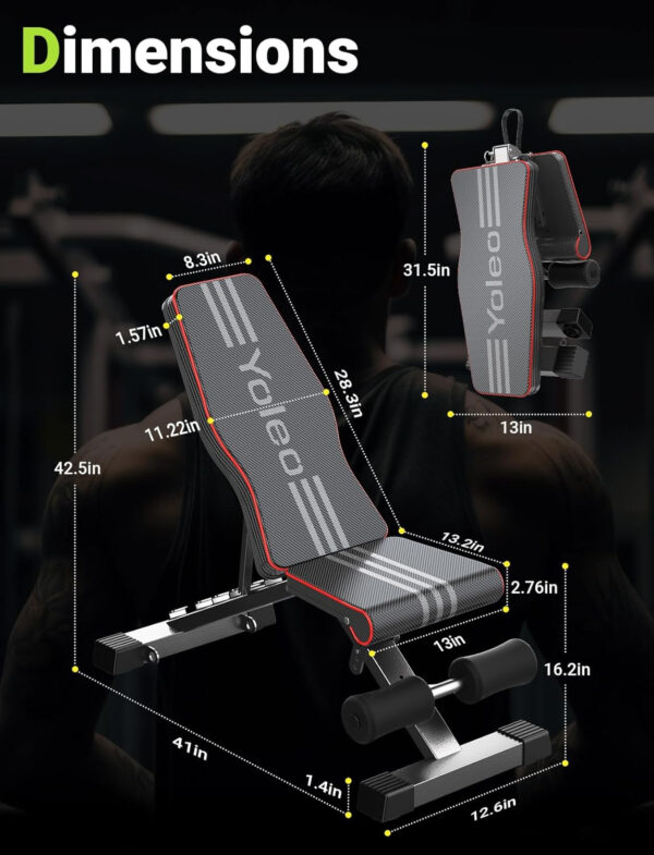 689befb2e786a90041dd3f13e92feab5f08e8f6e16a48fd298afe.jpg Yoleo Adjustable Weight Bench for Full Body Workout Foldable Bench Press Bench of Home Gym Strength Training Incline Decline Flat Utility Workout Bench with Quick Folding& Fast Adjustment (Black)