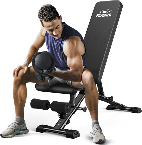 689bf0300bc2c934dba1e6d1a4d12ad7990fa5e964e908851641d.jpg FLYBIRD Weight Bench, Adjustable Strength Training Bench for Full Body Workout with Fast Folding-New Version