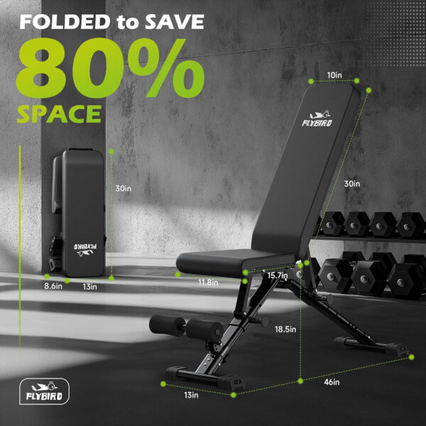 689bf03991e6edd4357087e637ec88cf8564b4e0e30bd29d36c7b.jpg FLYBIRD Weight Bench, Adjustable Strength Training Bench for Full Body Workout with Fast Folding-New Version