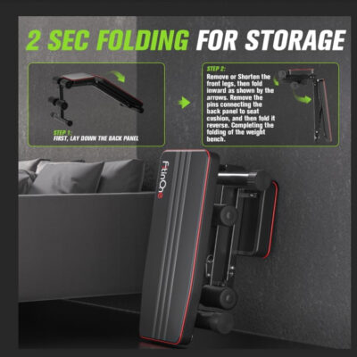 Adjustable Folding Weight Bench for Home Gym, 660 lbs Capacity Multi-Functional Workout Bench Sturdy Durable for Full Body