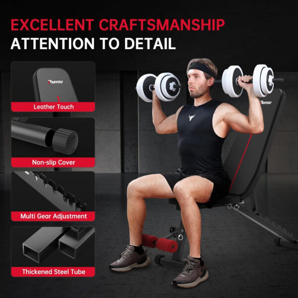 689bf2743addda41b3f93ea47bc5f36c88e9bf1b4174000197e0d.jpg PASYOU Adjustable Weight Bench Full Body Workout Multi-Purpose Foldable Incline Decline Exercise Workout Bench for Home Gym