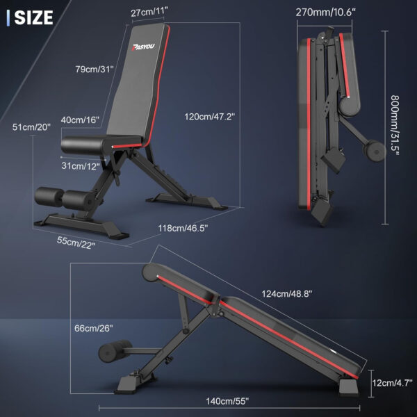 689bf283b39d99a7dcedef8dc9612f415ed5804bc89be86f3266b.jpg PASYOU Adjustable Weight Bench Full Body Workout Multi-Purpose Foldable Incline Decline Exercise Workout Bench for Home Gym