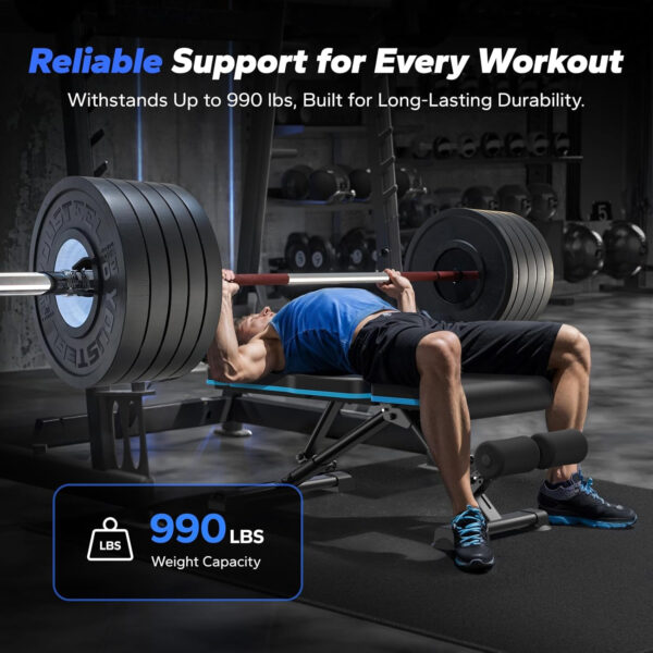 689bf3877ba1ffc91806f726656af74fbae44d7040956e830c1b7.jpg MERACH Adjustable Weight Bench, 990LBS Fast Folding Weight Benches for Home Gym, Workout Bench with Extended Head Support, Incline Decline Flat Utility Bench Press for Full Body