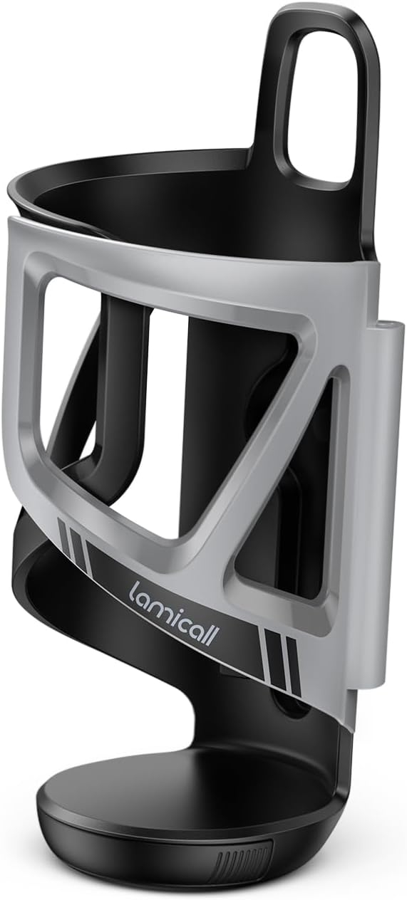 Lamicall Bike Water Bottle Holder - [Tracker Storage] [Adjustable Spring Design] Bike Cup Holder, Bicycle Drink Cage, Cycling Bike Water Bottle Cage with Screws Tool, for 2.28-3.39" Diameter Bottles