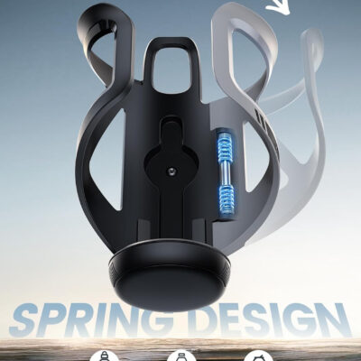 Lamicall Bike Water Bottle Holder - [Tracker Storage] [Adjustable Spring Design] Bike Cup Holder, Bicycle Drink Cage, Cycling Bike Water Bottle Cage with Screws Tool, for 2.28-3.39" Diameter Bottles