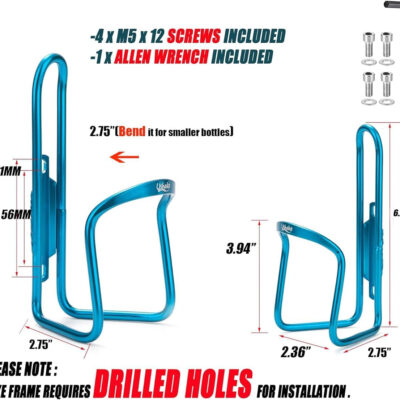 689bf5fed369ee7ce53a2a422298559d679f4ad7fc0d389188cf1.jpg USHAKE Water Bottle Cages, Basic MTB Bike Bicycle Alloy Aluminum Lightweight Water Bottle Holder Cages Brackets(2 Pack- Drilled Holes Required)