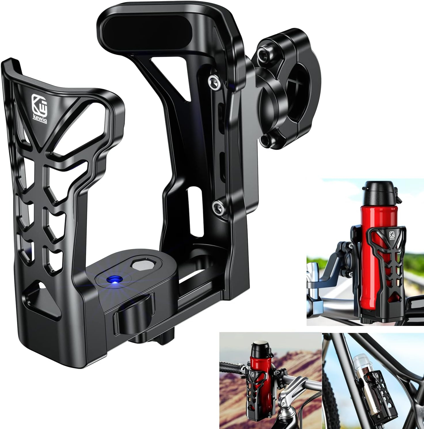689bf62be61700e108f9d86f04330537fb23dff05b55a9bef250f.jpg KEWIG Bicycle Water Bottle Holder for Bike & Motorcycle, Adjustable Bike Water Bottle Cages Fit for Diameter 2'' - 3'' Cup, Compatible for Handlebars or Tubes 20mm to 35mm in Diameter