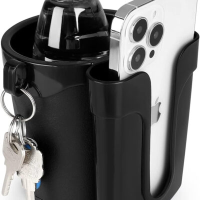 689bf663090ea05a59558242103871407ad92d8dada4b69864c79.jpg Accmor 3-in-1 Bike Cup Holder with Cell Phone Keys Holder, Bike Water Bottle Holders, Universal Bar Drink Cup Can Holder for Bicycles, Motorcycles, Scooters, Black