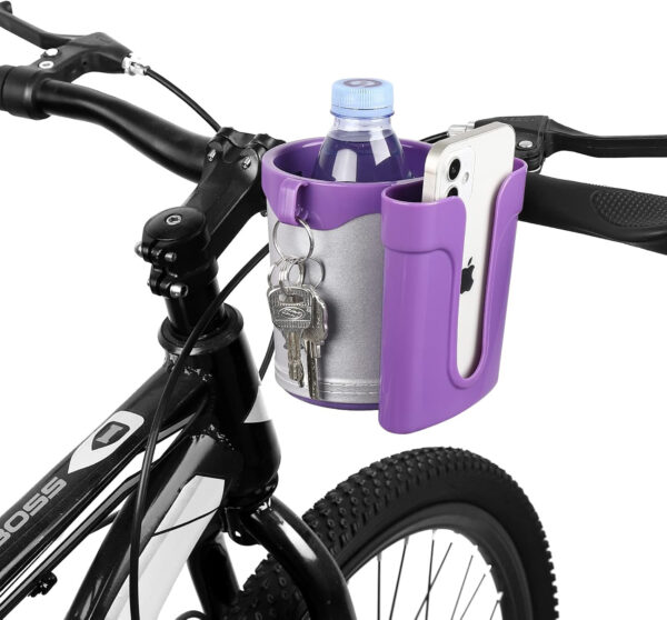 689bf6a65ee58add94968e5362c548d27428d1f356a4b7a65fe27.jpg Accmor 3-in-1 Bike Cup Holder with Cell Phone Keys Holder, Bike Water Bottle Holders, Universal Bar Drink Cup Can Holder for Bicycles, Motorcycles, Scooters, Black