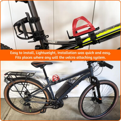 689bf76c680ec59c547c2da204039c211647ab11af2ac6720fcdf.jpg Bike Water Bottle Holder & Bottle Cage Mount for Adults & Kids, with 2 Pack + No Screw + Velcro + Adjustable Strap + Aluminum Alloy + Lightweight + Portable for Mountain Bicycle Accessories