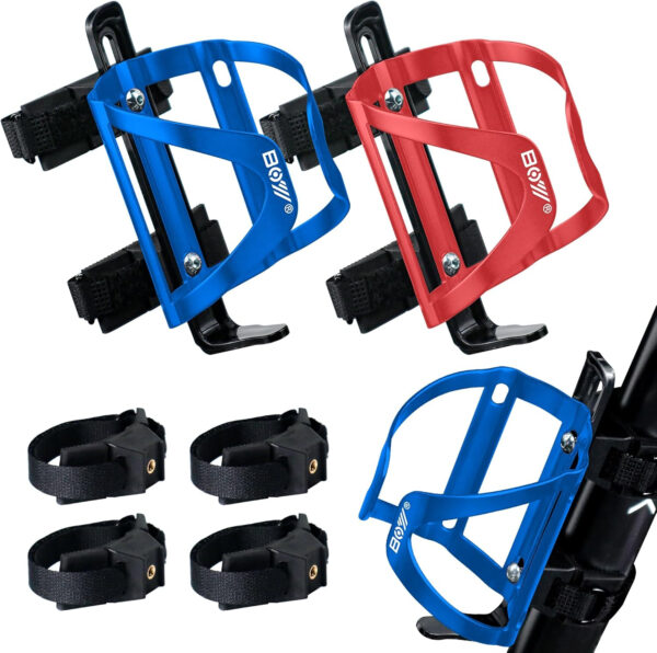689bf777e50ffe346fe39fca72cc1a3a620e1886c85551822b90e.jpg Bike Water Bottle Holder & Bottle Cage Mount for Adults & Kids, with 2 Pack + No Screw + Velcro + Adjustable Strap + Aluminum Alloy + Lightweight + Portable for Mountain Bicycle Accessories