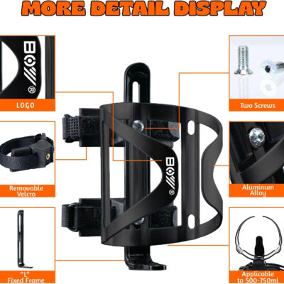 689bf78a2363926e9371199537b1200da0efec52f81cdffd4ea4f.jpg Bike Water Bottle Holder & Bottle Cage Mount for Adults & Kids, with 2 Pack + No Screw + Velcro + Adjustable Strap + Aluminum Alloy + Lightweight + Portable for Mountain Bicycle Accessories