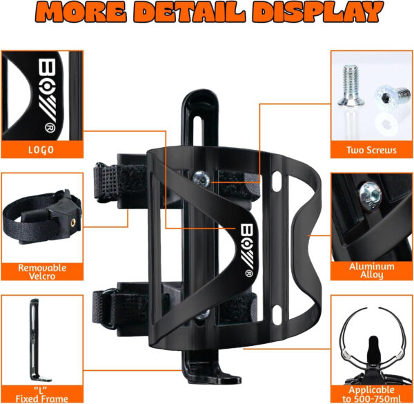 689bf78a2363926e9371199537b1200da0efec52f81cdffd4ea4f.jpg Bike Water Bottle Holder & Bottle Cage Mount for Adults & Kids, with 2 Pack + No Screw + Velcro + Adjustable Strap + Aluminum Alloy + Lightweight + Portable for Mountain Bicycle Accessories