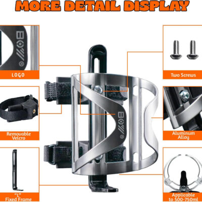 689bf79ba660ede55420fdb9ea17c14b08b8fe6fb5ce190467396.jpg Bike Water Bottle Holder & Bottle Cage Mount for Adults & Kids, with 2 Pack + No Screw + Velcro + Adjustable Strap + Aluminum Alloy + Lightweight + Portable for Mountain Bicycle Accessories