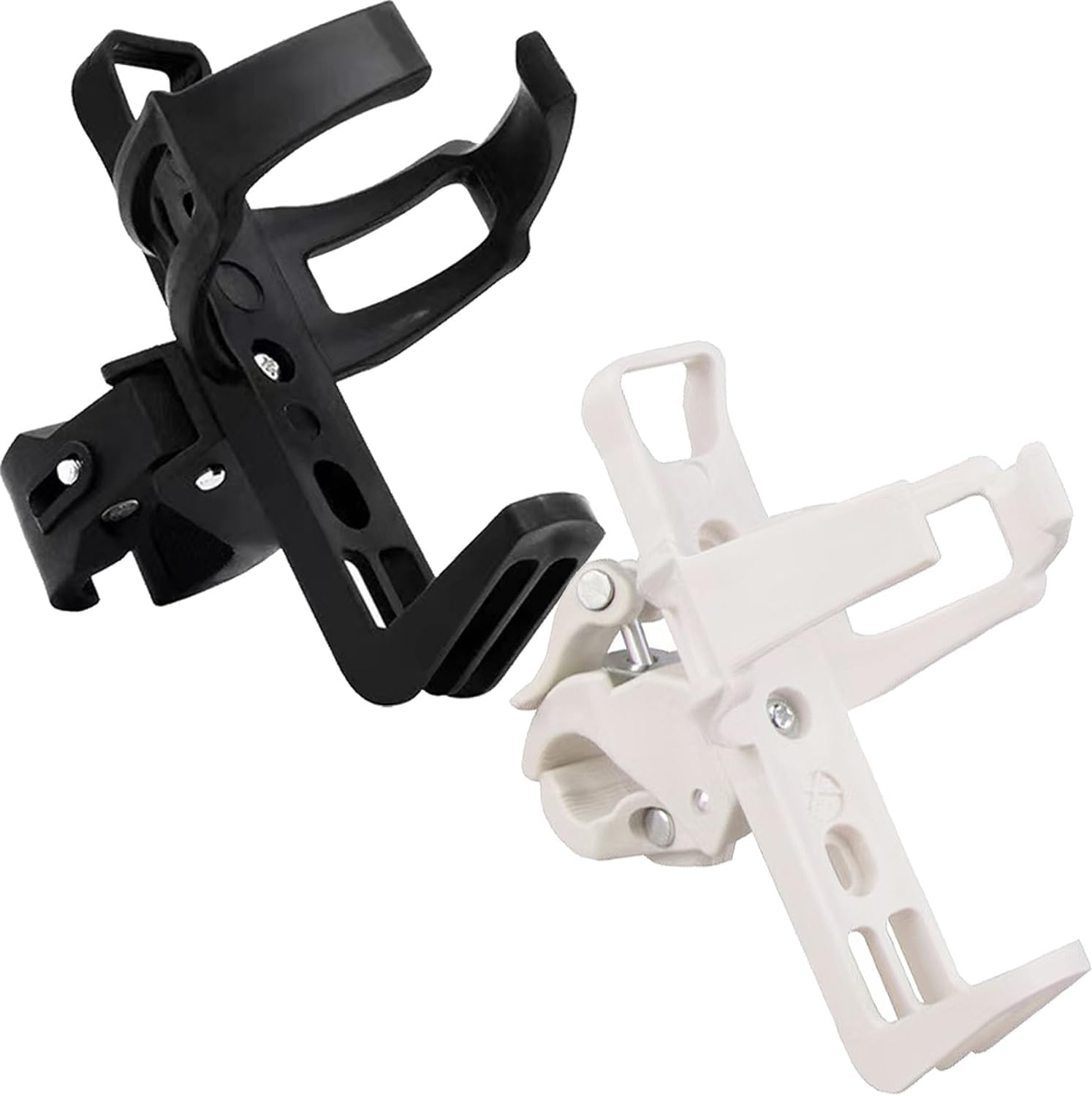 2 Pack Bike Bottle Holder, Universal Bicycle Water Bottle Cage Holder, Water Cup Holder for Bike Stroller Walker Adjustable Mountain Bike Drink Cup with 360 Degree Rotating for Cycling MTB Black+white