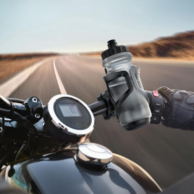 Lamicall Bike Water Bottle Holder - [Tracker Storage] [for Handlebar & Frame] Bike Cup Holder, Bicycle Drink Cage, Cycling Bike Water Bottle Cage with Screws Tool, for 2.28-3.39" Diameter Bottles