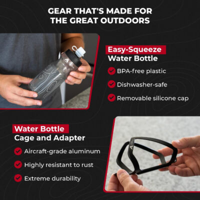 689bf8e3d5c72d1a3f625c1b40b02247c341137bc9f22622d4ba8.jpg Bike Water Bottle Holder with Bottle Combo Mount Cage Rack No Screws Mountain Bicycle Accessories, for Sport Outdoor Cycling, MTB Road, Universal Cup Holder, Durable Alloy Kids, Adults (Black)