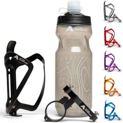 689bf8e6f3d4f4d16e9bfa51d83bd688b83b4bd1ce60a9e1df39e.jpg Bike Water Bottle Holder with Bottle Combo Mount Cage Rack No Screws Mountain Bicycle Accessories, for Sport Outdoor Cycling, MTB Road, Universal Cup Holder, Durable Alloy Kids, Adults (Black)