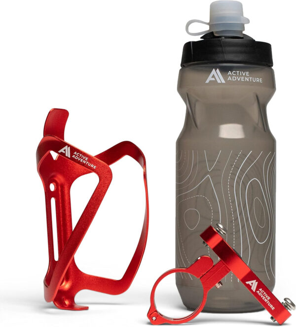 689bf8e8a1d9b32504387860d6c5e864281f513322012be743aa2.jpg Bike Water Bottle Holder with Bottle Combo Mount Cage Rack No Screws Mountain Bicycle Accessories, for Sport Outdoor Cycling, MTB Road, Universal Cup Holder, Durable Alloy Kids, Adults (Black)