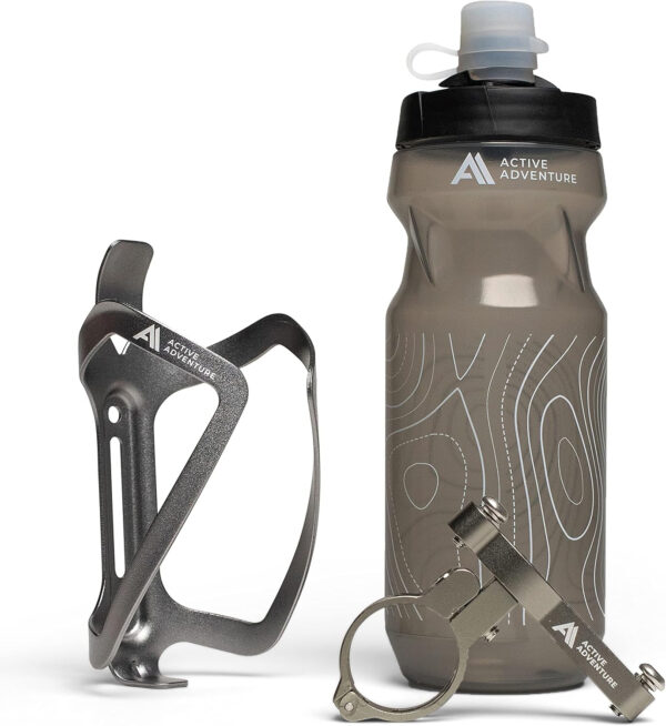 689bf8f269745712ce0a5473126053604fc3231f3e7426ffbb928.jpg Bike Water Bottle Holder with Bottle Combo Mount Cage Rack No Screws Mountain Bicycle Accessories, for Sport Outdoor Cycling, MTB Road, Universal Cup Holder, Durable Alloy Kids, Adults (Black)