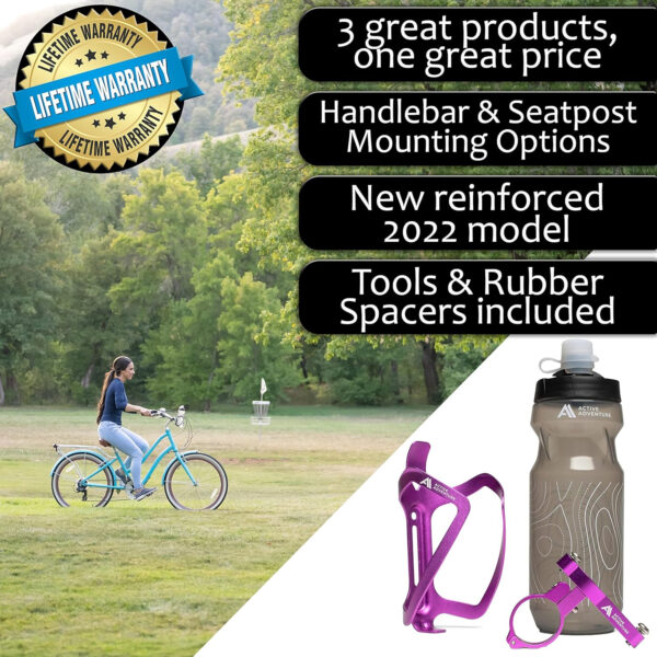689bf90172aaea8a9446bb9aea331bacd941a4c2793e3b80463f5.jpg Bike Water Bottle Holder with Bottle Combo Mount Cage Rack No Screws Mountain Bicycle Accessories, for Sport Outdoor Cycling, MTB Road, Universal Cup Holder, Durable Alloy Kids, Adults (Black)