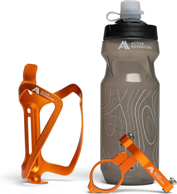 689bf90f624ad6f13efab9234d5efd77141291e2b1b61cb91b307.jpg Bike Water Bottle Holder with Bottle Combo Mount Cage Rack No Screws Mountain Bicycle Accessories, for Sport Outdoor Cycling, MTB Road, Universal Cup Holder, Durable Alloy Kids, Adults (Black)