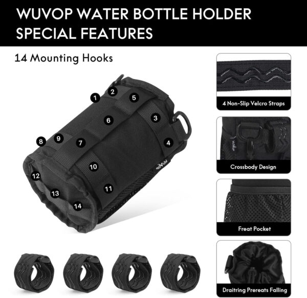 689bf99b80dff0ddbc48079a4227edd7cf4dc83c2d348025d0d85.jpg Bike Cup Holder, Water Bottle Holder Handlebar with Mesh Pockets, Universal Cycling Bicycle Water Bottle Drink Cup Cage for Cruiser, Scooter, Mountain, Road Bike, Wheelchair