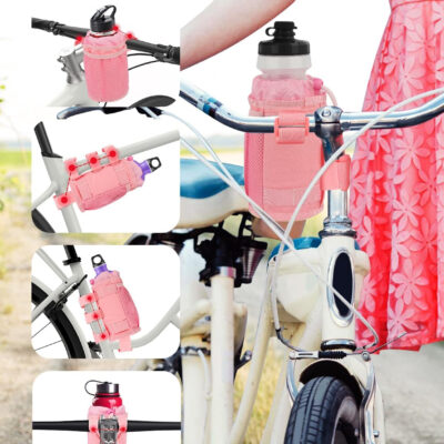 689bf9af8c4a38cd7708eb25eed10ca6933a6987e7018d8008c53.jpg Bike Cup Holder, Water Bottle Holder Handlebar with Mesh Pockets, Universal Cycling Bicycle Water Bottle Drink Cup Cage for Cruiser, Scooter, Mountain, Road Bike, Wheelchair