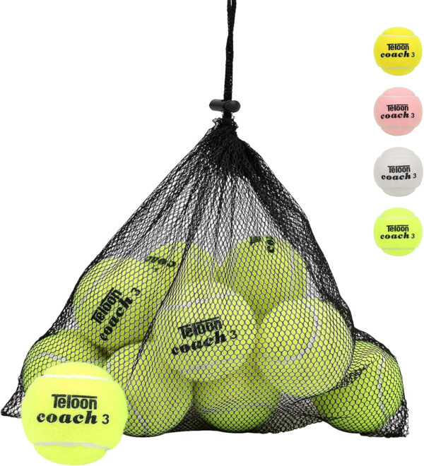 Teloon Pressure Training Tennis Balls-12 or 18 Count-Mesh Carry Bag，4 Colors Available，Pressureless Training Exercise Tennis Balls for Beginners.