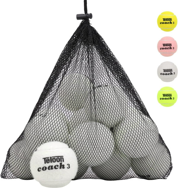 Teloon Pressure Training Tennis Balls-12 or 18 Count-Mesh Carry Bag，4 Colors Available，Pressureless Training Exercise Tennis Balls for Beginners.