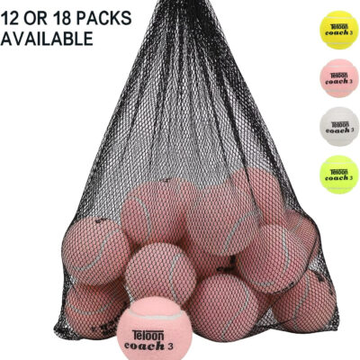 Teloon Pressure Training Tennis Balls-12 or 18 Count-Mesh Carry Bag，4 Colors Available，Pressureless Training Exercise Tennis Balls for Beginners.
