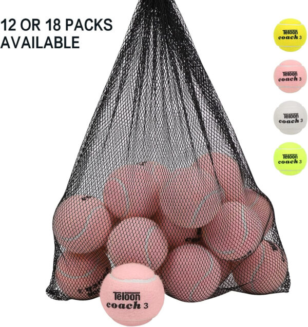 Teloon Pressure Training Tennis Balls-12 or 18 Count-Mesh Carry Bag，4 Colors Available，Pressureless Training Exercise Tennis Balls for Beginners.
