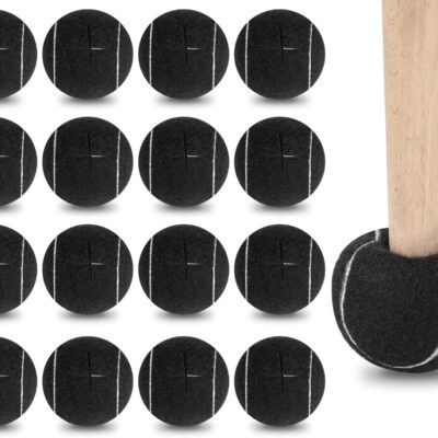 24 Pcs Precut Tennis Balls for Furniture Legs and Floor Protection Chairs Desks Furniture Tennis Balls for Chairs Feet Long Lasting Foot Covers(Black)