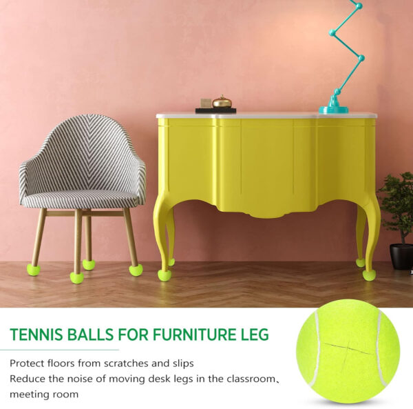 24 Pcs Precut Tennis Balls for Furniture Legs and Floor Protection Chairs Desks Furniture Tennis Balls for Chairs Feet Long Lasting Foot Covers(Black)