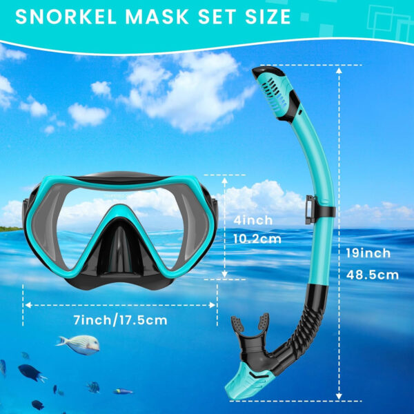689c2e48618d1347181cd8c10836c3f42447f26026db05559010c.jpg Snorkeling Gear for Adults, Adult Snorkel Mask Set Scuba Diving Dry-Top, Swimming Goggles w/Nose Cover, HD Tempered Glass Panoramic Anti-Leak Anti-Fog, Travel Snorkeling Packages Storage Bag, 2 Pack