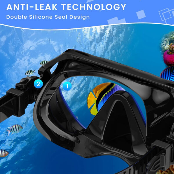 689c2e54960540c0afc7dca900137cf47610f90d2be7889493061.jpg Snorkeling Gear for Adults, Adult Snorkel Mask Set Scuba Diving Dry-Top, Swimming Goggles w/Nose Cover, HD Tempered Glass Panoramic Anti-Leak Anti-Fog, Travel Snorkeling Packages Storage Bag, 2 Pack