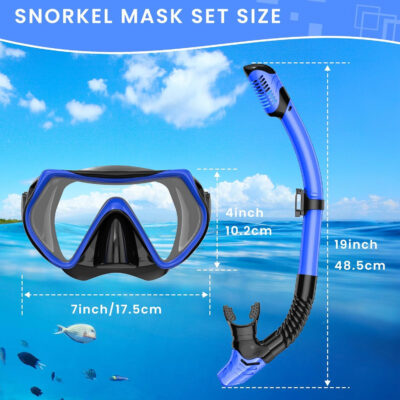 689c2e56a6fd75f966eaacec8b21bfb8f5826762b8011c47d1fcc.jpg Snorkeling Gear for Adults, Adult Snorkel Mask Set Scuba Diving Dry-Top, Swimming Goggles w/Nose Cover, HD Tempered Glass Panoramic Anti-Leak Anti-Fog, Travel Snorkeling Packages Storage Bag, 2 Pack