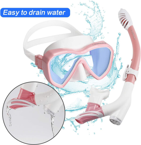 Snorkel Set, Anti-Fog Panoramic View Snorkel Mask and Anti-Leak Dry Snorkel Tube, Snorkeling Gear for Adults, Snorkel Kit Bag Included