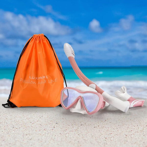 Snorkel Set, Anti-Fog Panoramic View Snorkel Mask and Anti-Leak Dry Snorkel Tube, Snorkeling Gear for Adults, Snorkel Kit Bag Included