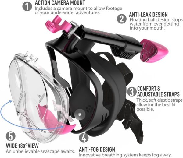 689c2f3a8026d7d5c50764c311a69a7496175b5b297cc85a660f3.jpg G2RISE Full Face Snorkel Mask Adults Snorkeling Set Gear for Kids with Detachable Camera Mount, Safe Breathing, Anti Fog Anti Leak