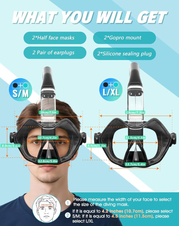 689c3086a2cd93b30553d53bc4c3eeb001af26413ccfc34f1ea4c.jpg Greatever Half Face Diving Mask, Innovative with Nose Breathing, Comfortable & Breathable Fit,Detachable Breathing Tube,and Home Water Sports