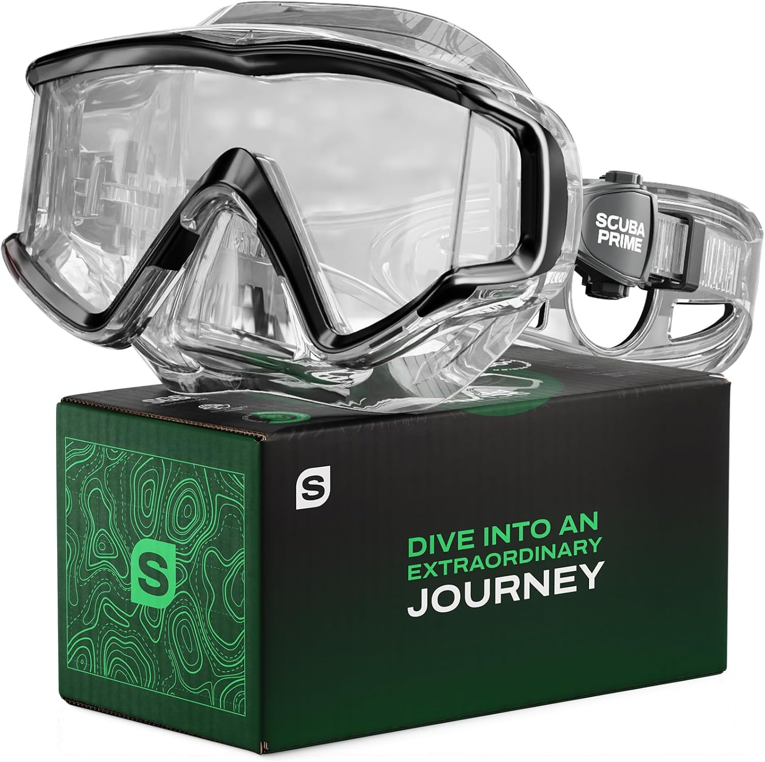 Pano 3 Scuba Diving Mask, Tempered Glass Snorkel Mask Three-Window Scuba Mask No-Leak Dive Mask Silicone Skirt Diving Mask for Snorkeling and Scuba Use