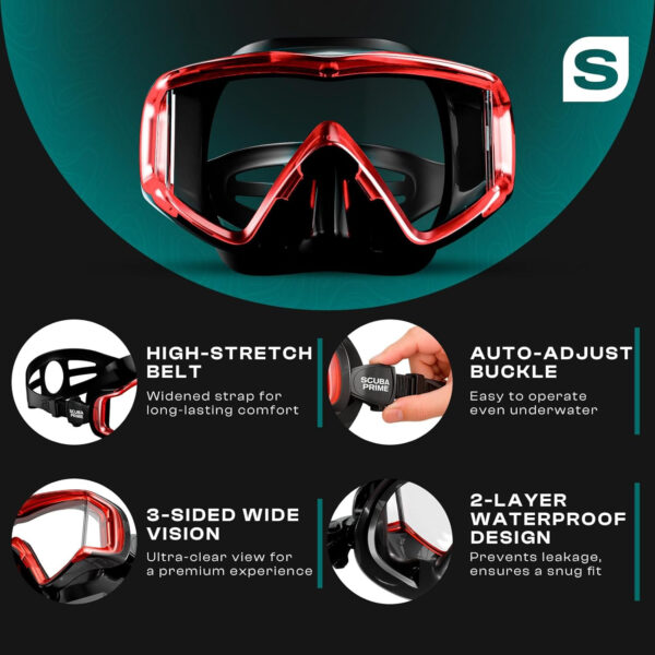 689c30c7aca5abfdf39df6c6e526c927a975cd4e92b310794e5ab.jpg Pano 3 Scuba Diving Mask, Tempered Glass Snorkel Mask Three-Window Scuba Mask No-Leak Dive Mask Silicone Skirt Diving Mask for Snorkeling and Scuba Use